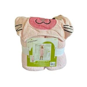 NWT Jumping Beans® Pink Cat Hooded Bath Towel, Child Size Cotton Wrap 25x50"